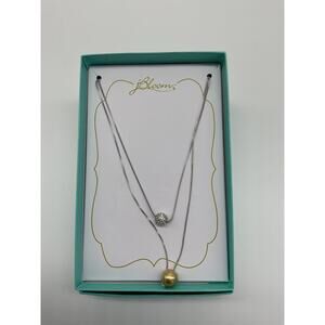 JBloom Layered Necklace Silver Tone Mixed Metal Pave Ball Gold Sphere